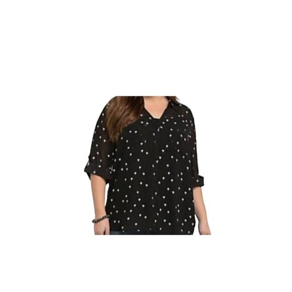 Torrid Womens Button Front Hot Air Balloon Print Sheer Cuffed Sleeves Top Size 0 - Picture 8 of 8